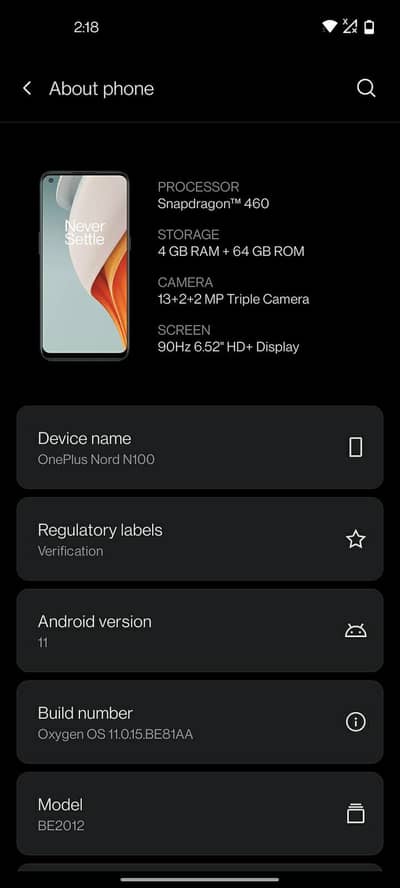 One Plus Nord N100