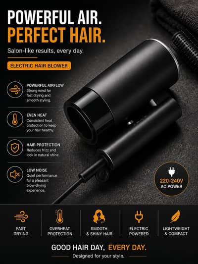 Brand New Electric Hair Dryer | Fast Drying | Low Noise