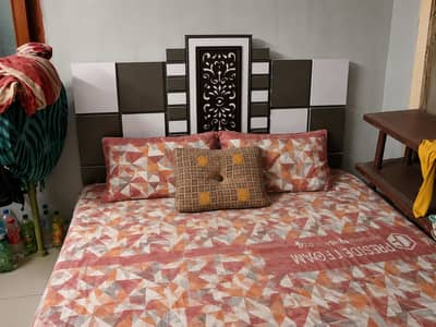 Solid wood king size bed | with wardrobe | Karachi