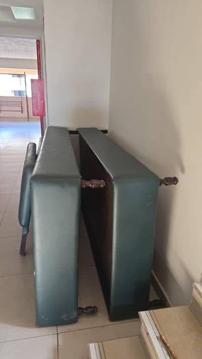 2 Single wooden beds with leather Rexine