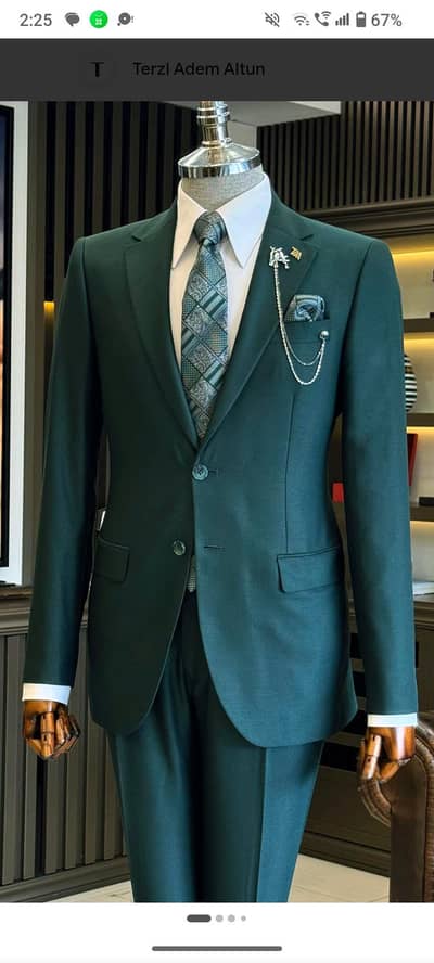 Zinc Green Brand New 3 piece Pent coat For Groom with All accessories