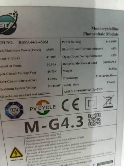 450 watts k soler panal for sale.