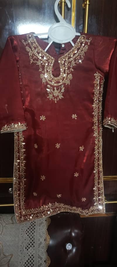 mehroon embroided dress