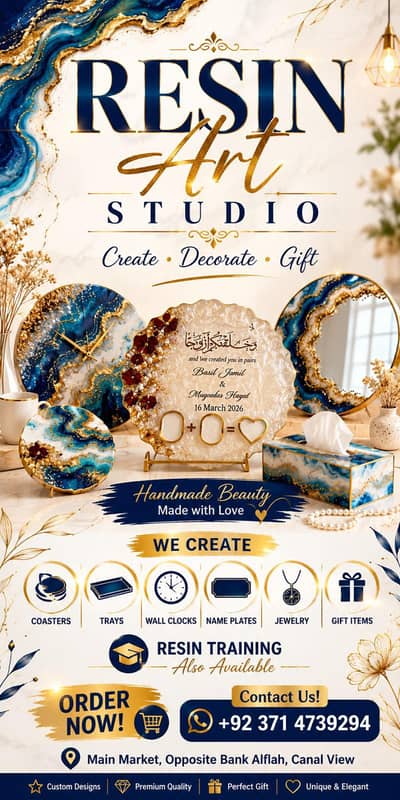 Handmade Resin Art Coasters Wall Clock Name Plate Custom Gift