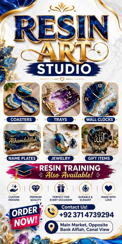 Handmade Resin Art Coasters Clock Tray Custom Name Plate Gift