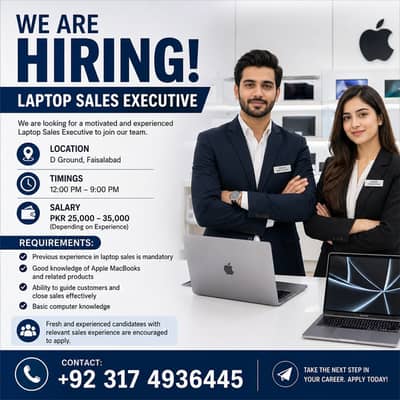 Laptop Sales Executive Required || Sales Jobs (Male & Female)