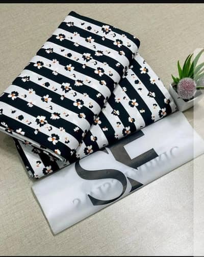 Black White Striped Lawn 3pc Suit  Size - New Condition -Raiwind  COD