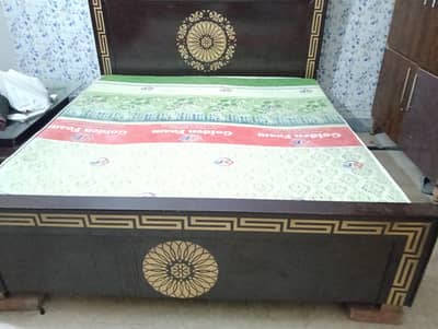Beautiful Double Bed with Golden Foam Mattress – Excellent Condition