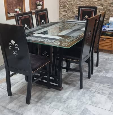 6 Chairs Glass Dining table | 0301 4678036