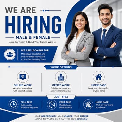 Hiring Now Male and Female for work