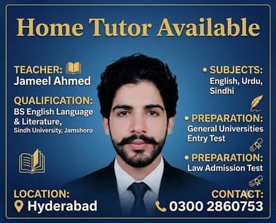 Expert Home Tutor Available for English,Sindhi,Biology,Science,Urdu