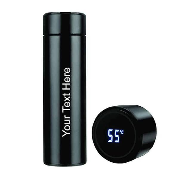 Customize With Your Name Smart LED Temperature Water Bottle 500ml Stainless Steel Hot & Cold Bottles with Vacuum Thermos Flask