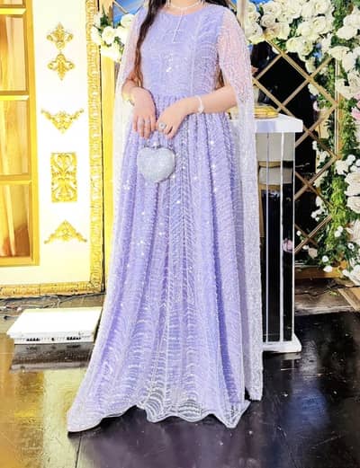 Lilac color long sleeves maxi