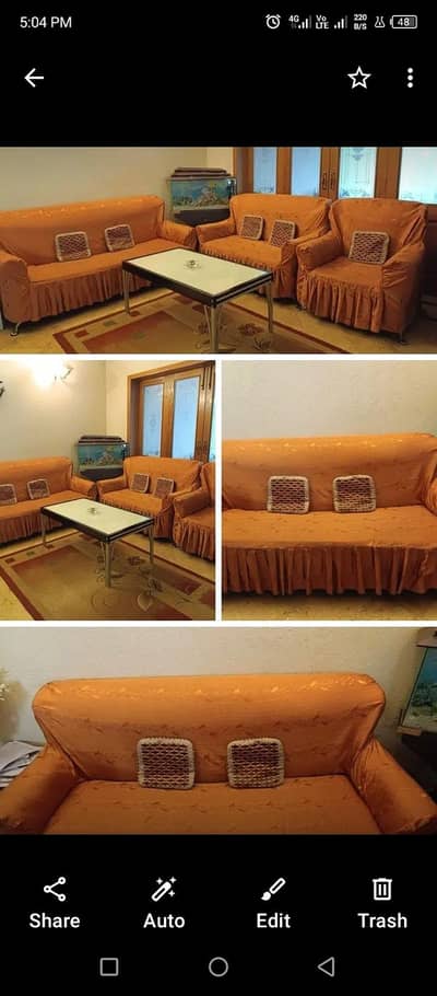 three set of wooden sofa