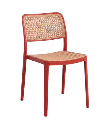 Modern Red Dining Chair with Rattan/Cane Design – Excellent Condition