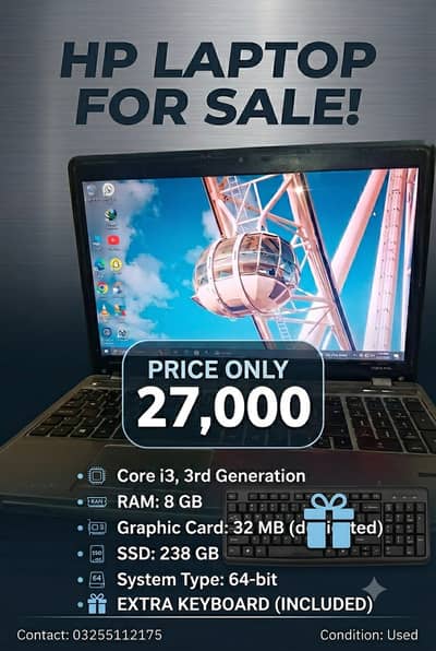HP Laptop / finger print sensor available / 32 mb graphic card