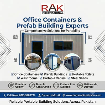 Prefab hall,Container office,Guard room,Porta cabin,Toilet/washroom.