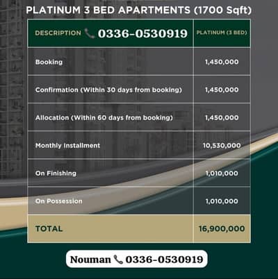 3 Bedroom With Attached Bath Luxury Apartment (1700 Sq Feet) Available For Sale On 4.5 Years Easy Instalment Plan In Topcity-1