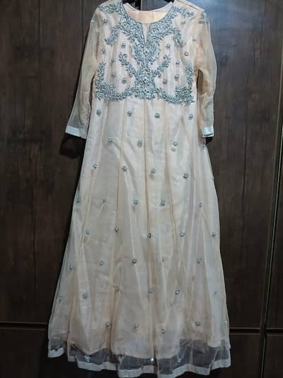 Heavy Zardozi Net Maxi 3pc - Peach/Tea Pink Formal Dress