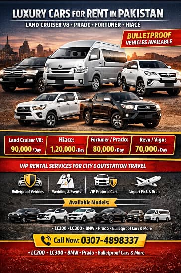 Bulletproof & Luxury Cars for Rent –  All Vehicles Available in lahore