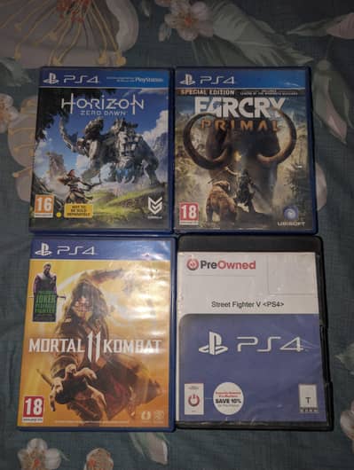 Street Fighter V, MK11, Farcry Primal, Horizon Zero dawn PS4 Games