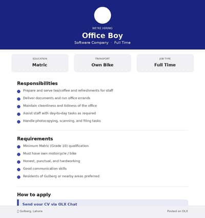 Office Boy for Software Company
