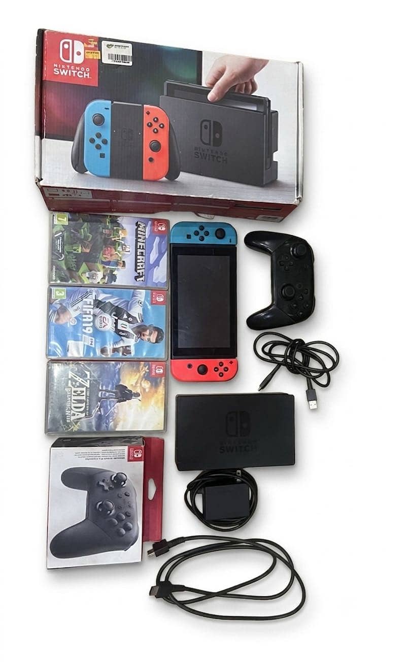 NINTENDO SWITCH MEGA BUNDLE ALL BOX PACK | 3 games, pro controller 0