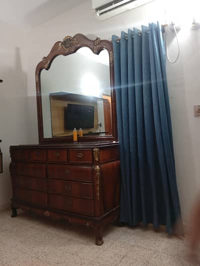 Bedroom set for sale with curtains and mattress.