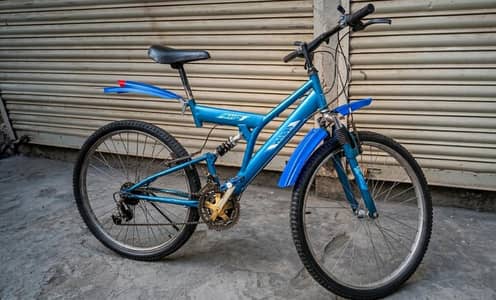 Blue Dual Suspension Mountain Bike | Front & Rear Shocks