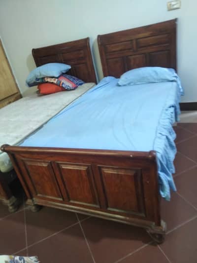 Solid Wooden Single Beds – Set of 2 for Sale (price negotiable)