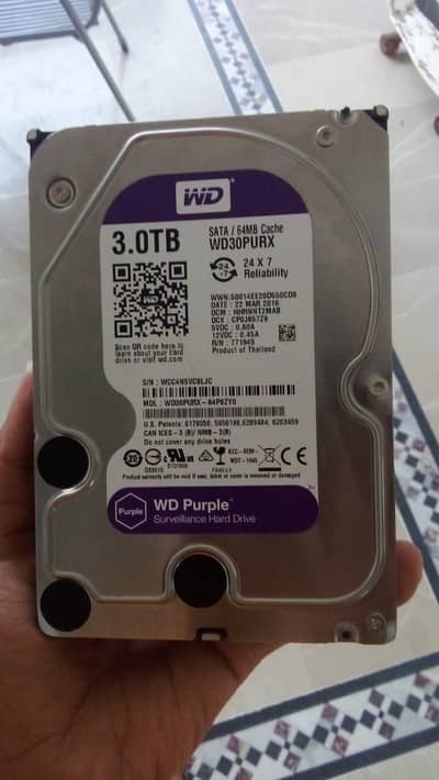 WD Purple 3TB Hard Drive For CCTV DVR/NVR & PC | 100% Health