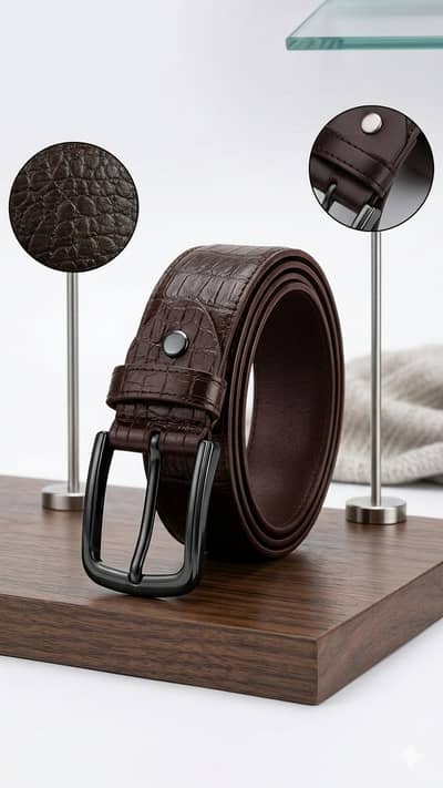 Premium Crocodile Texture Leather Belt – Stylish Men's Formal & Casua