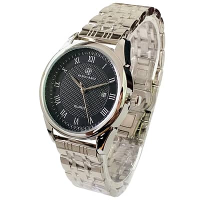 Men's Stainless Steel Roman Dial Watch with Bracelet