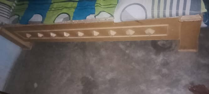 Wooden Bed Set with 2 Side Tables For Sale