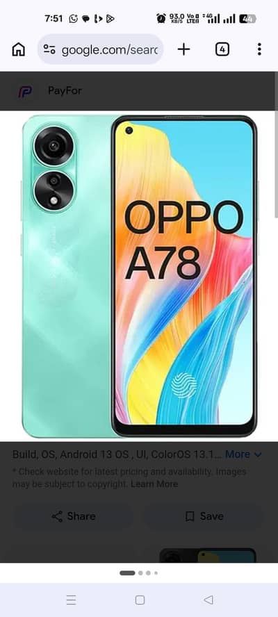 A78 OppO 8+8 256 new condition sealed