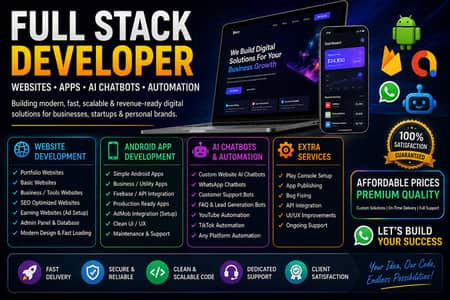 Full Stack Dev | Websites, Apps, AI Chatbots & Automation Service