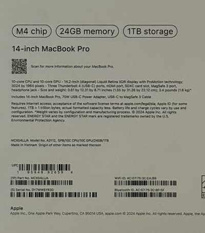 MacBook PRO M4 with APPLE CARE FOR 3 YEARS