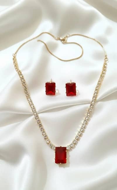 Red Gemstone Pendant Set for Weddings Festivals 0/3/4/1/4/2/3/6/6/5/3
