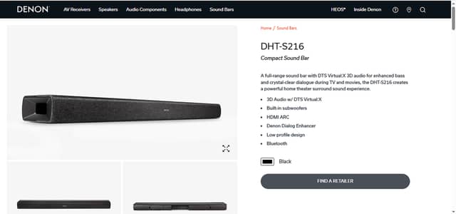 DENON DHT-S216 HIGHEND SOUND BAR WITH SUBWOOFER OUT SUPPORT