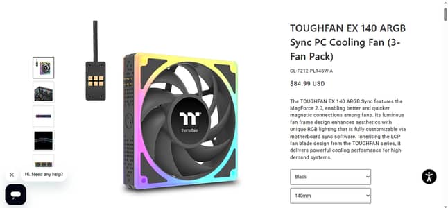 Thermaltake TOUGHFAN EX140 ARGB SYNC Premium Daisy Chain PWM FANS