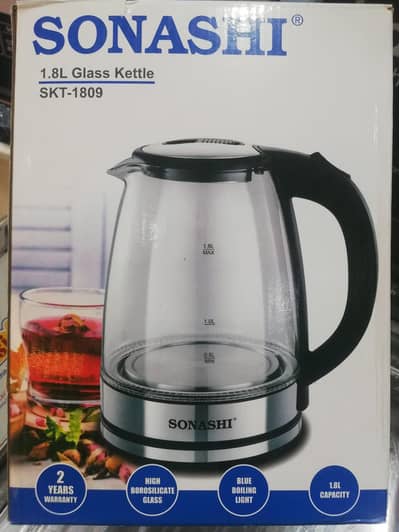 Brand New Sonashi 1.8L Glass Electric Kettle (SKT-1809) – Box Packed!