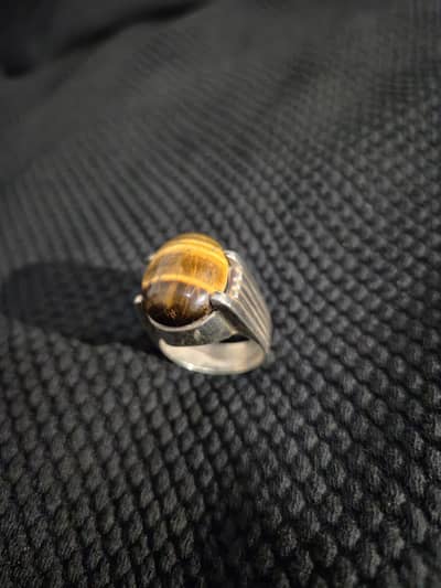 silver ring with white tiger stone fix price
