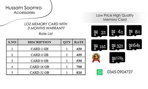 Memory Card with 3 Months Warranty