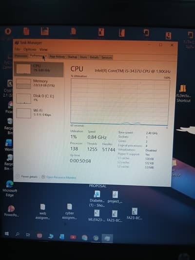 Corei5,3rd gen,4GB RAM,Used,no battery, charger connection