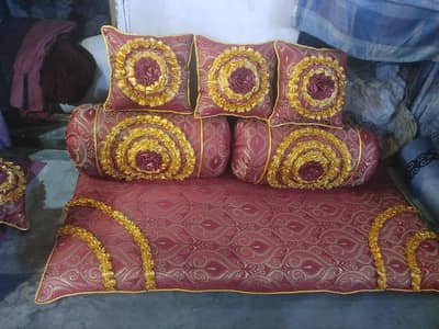 Bridal Velvet 10-Piece Set 2 Gadda 4 Takiye 4 Cushion Royal Design