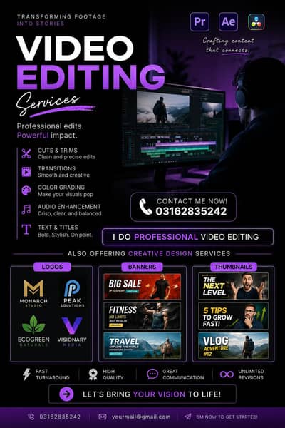 Professional Video Editing | Logo Design | Thumbnails & Banners