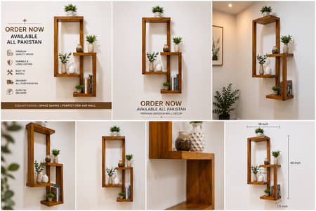 Premium Wooden Wall Rack Modern Home Decor Shelf