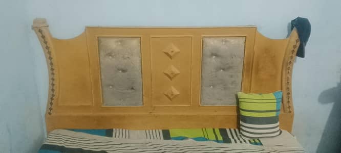 Wooden Bed Set with 2 Side Tables For Sale