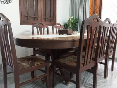Wooden Dining Table with 7 chairs