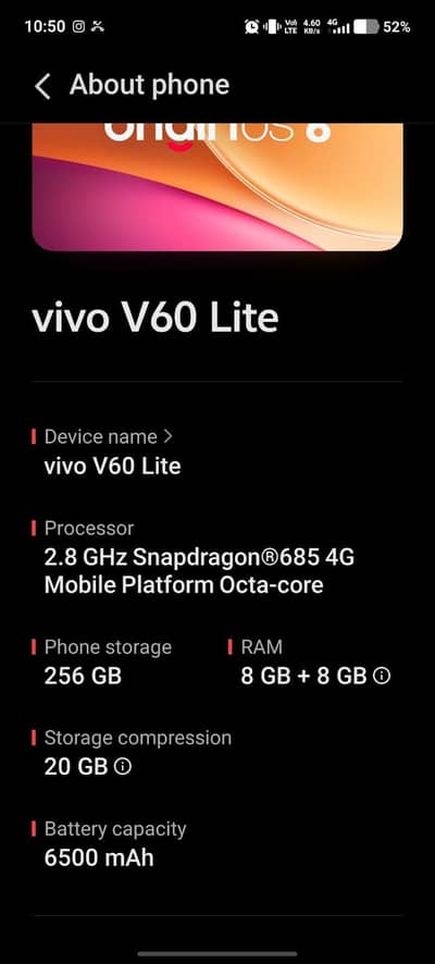 V60 lite 4g like new condition